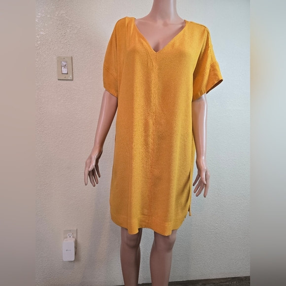 Madewell Medium Mustard Yellow Novel Shift Dress - Picture 2 of 12